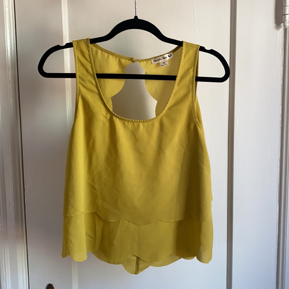 Light, flowy, yellow backless top
